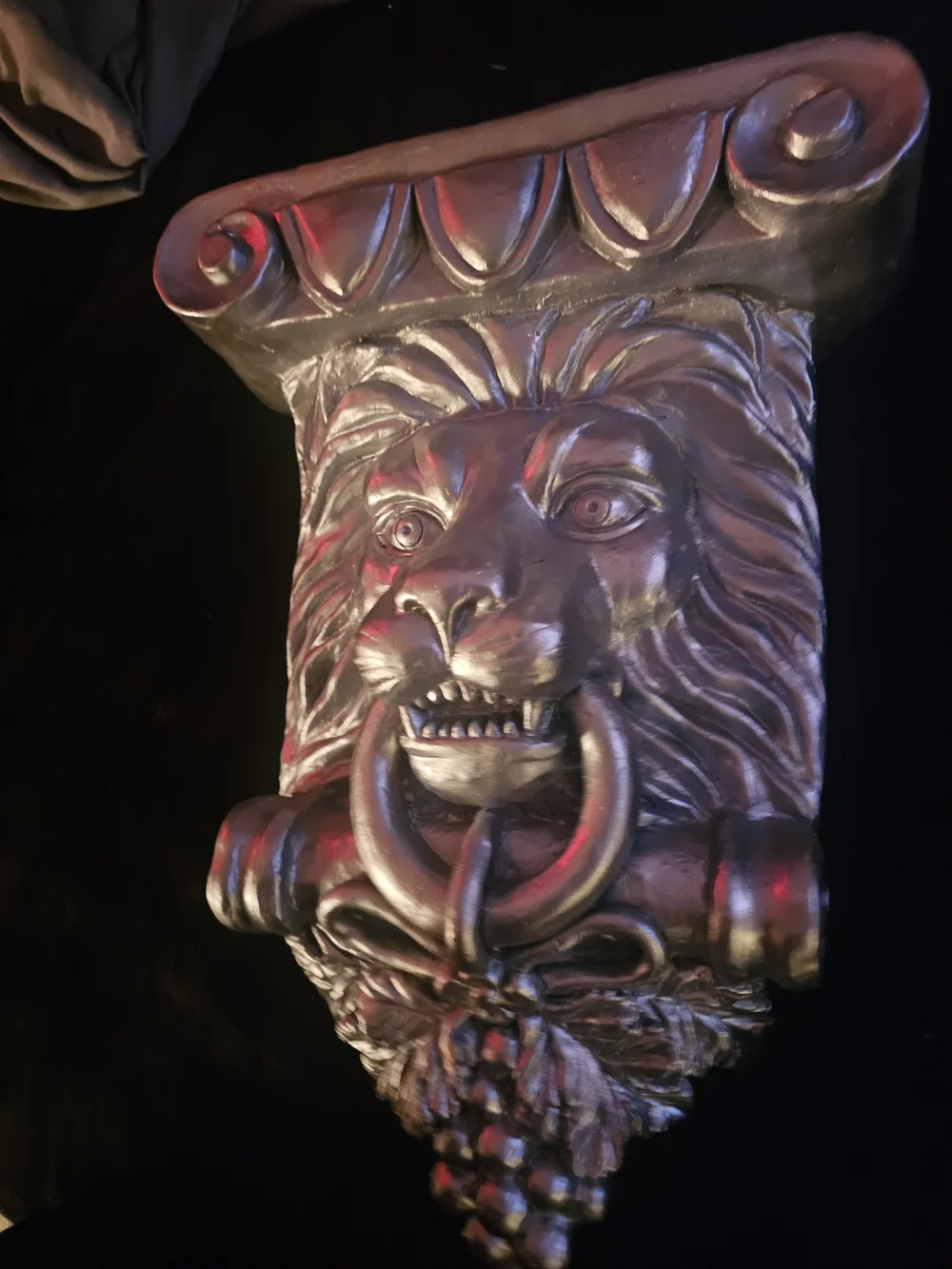 Ornate Lion Wall Shelf Bracket in Silver Finish